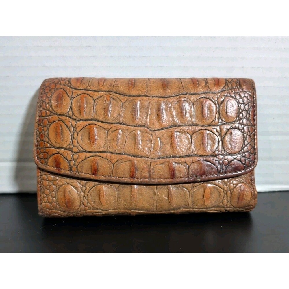 VINTAGE BRAHMIN WALLET CROCODILE EMBOSSED LEATHER MADE IN USA VGC